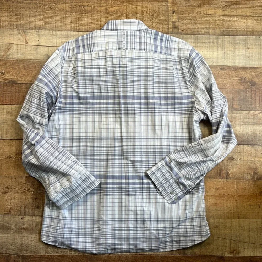 Men's Banana Republic Gray Plaid Oxford Shirt size XL